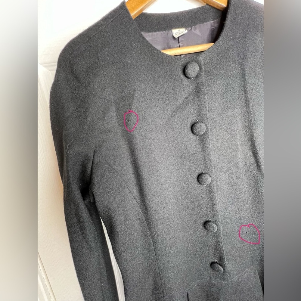Vtg Unbranded Women’s 12 100% Wool Long Sleeve Black Sheath Dress USA L - Picture 12 of 12